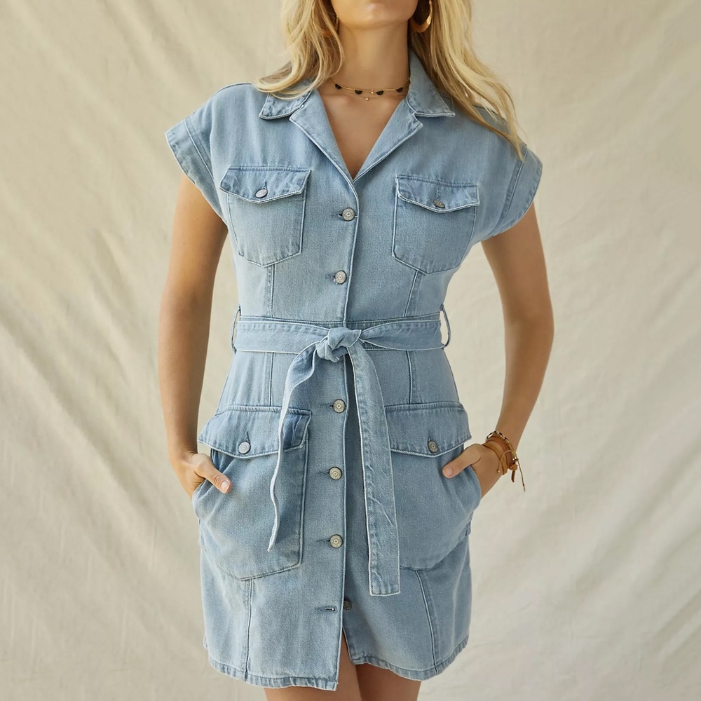 NWT Anthropologie Boyish Utility Denim Mini Dress Size Medium Petite - NO BELT